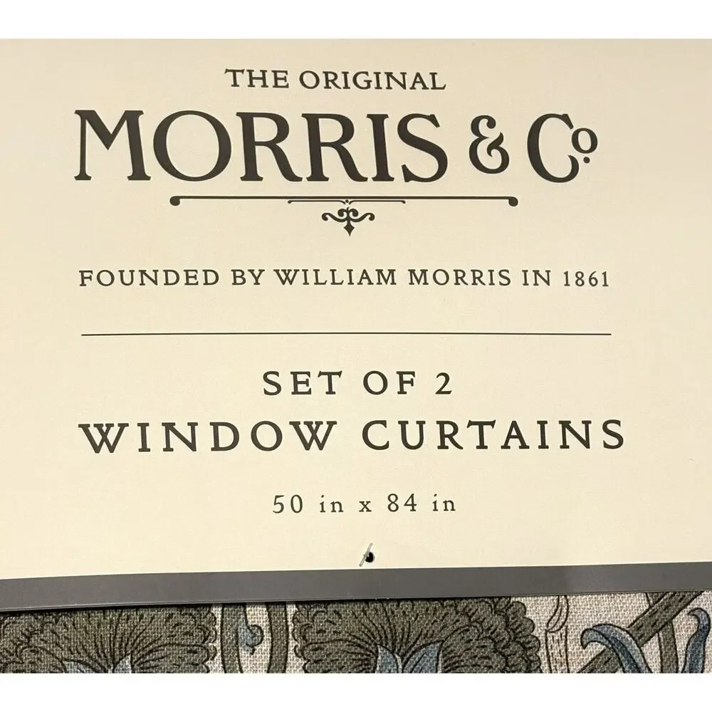 William Morris & Co. Window Curtains Panels Lodden Set Pair 50 X 84” Blue Drapes